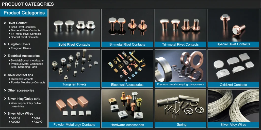 Electrical Brass Contacts Contact Rivets Contact Switch Silver Copper Trimetal Contact Rivet