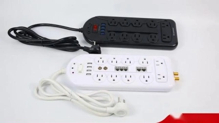 USA 10 Outlets Surge Protector Power Strip with LAN and Coaxial Sat Surge Protection